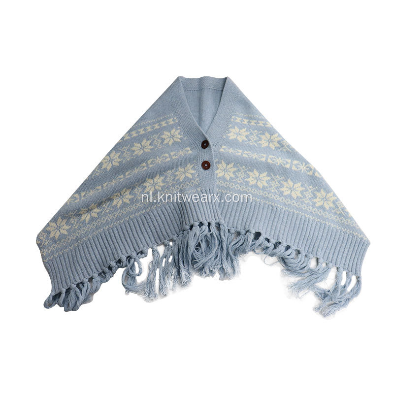Warme sjaal van gebreide jacquard met knopen voor meisjes