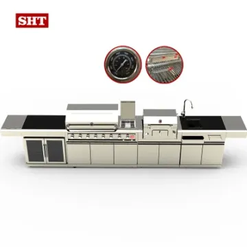 Backyard BBQ Kitchen Family Use Gas and Charcoal Grill Outdoor with Sink