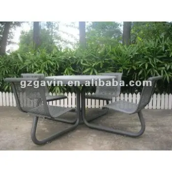 Steel outdoor dining table and chairs with four seats