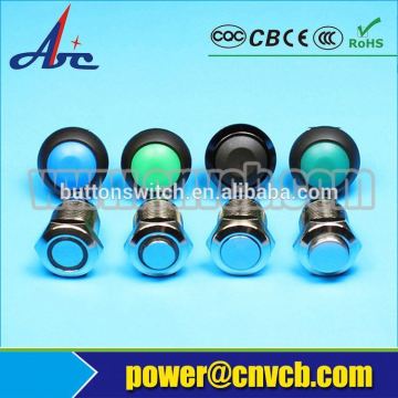 STAINLESS STEEL LED ILLUMINATED PUSH BUTTON SWITCH, 12mm METAL PUSH BUTTONS