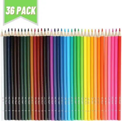 36 Color Standard Wood Colored Pencil Set - Bright Pencils for School Stationery Supplies