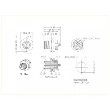 Male Lock Back PG9 D-Code Solder Type