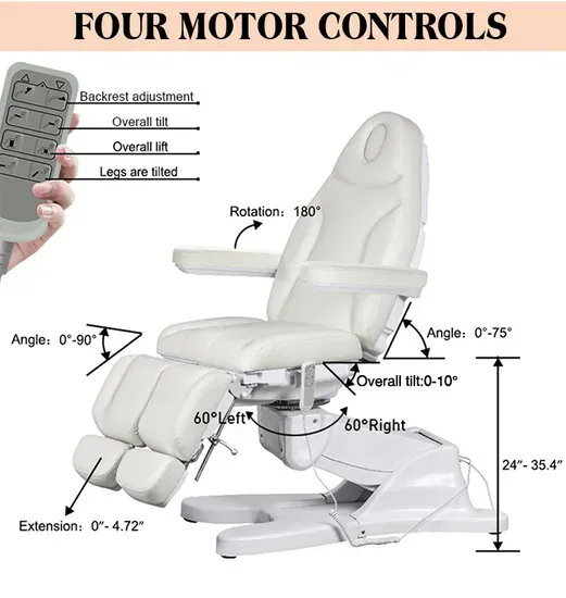 Electric Massage Table with Rotated and Tilt Features for Cosmetics Salon
