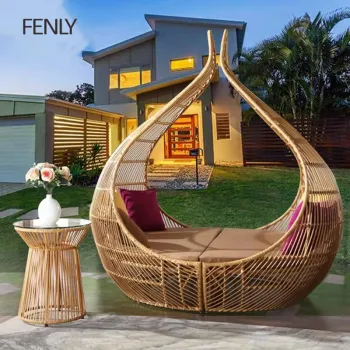 Wicker Sun Bed Sofa Rattan Lounge Furniture for Patio and Gym - Minimum Order 1 Piece