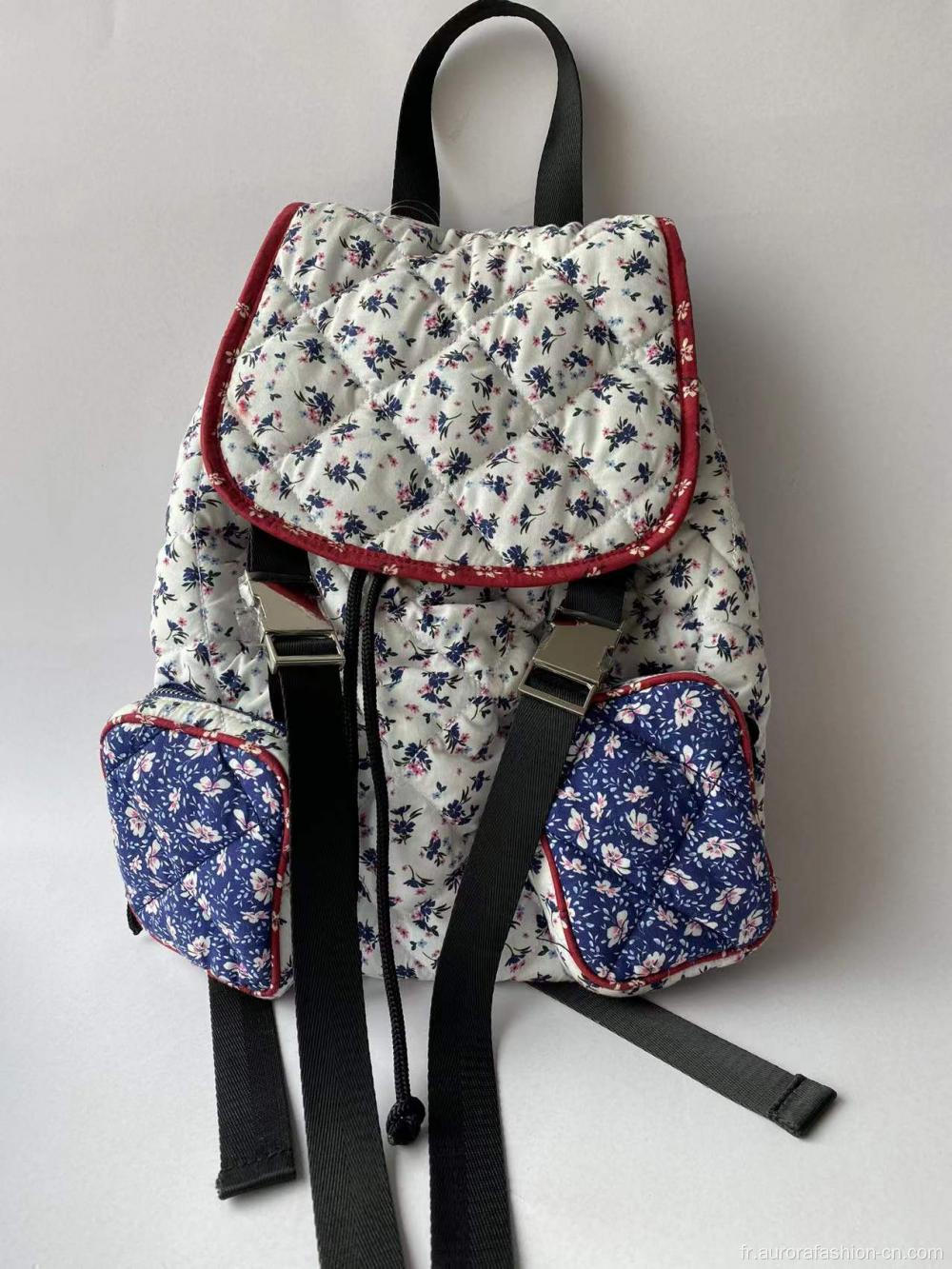 Sacs à dos en tissu de coton avec motif de fleurs