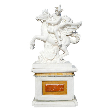Handmade Marble Winged Horse Statue Dual Tone Base