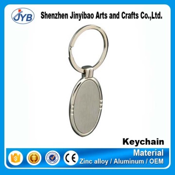 fashion luxury metal oval shape keyring blank pendant design keychain