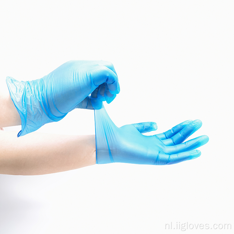 Goedkope blauwe vinylhandschoenen PVC -handschoenen voor het reinigen