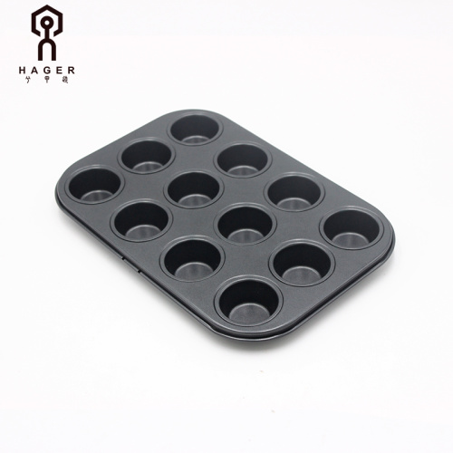 Cupcake Pan 12 Cups Carbon Steel Non Stick Muffin Pan-Black Factory