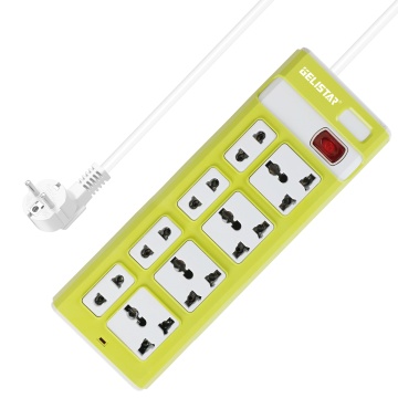 Green Universal Extension Power Socket with 8 Outlets for Household Use