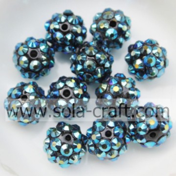10*12MM Dark Blue AB Handmade Hot Sale Solid Resin Rhinestone Chunky Beads