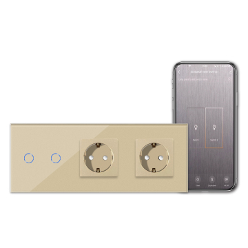 Bingoelec 228mm Smart WiFi Triple EU 2-Gang Wall Switch with Touch Panel for Home Appliances