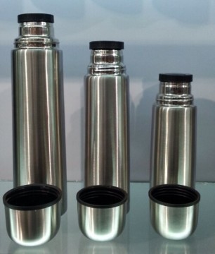 Screw stoper double wall stainless steel bullet vacuum flask with pouch