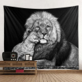 Animal lion tapestry entrance hall lion mother and child decoration background wall decoration hanging cloth curtain wall coveri