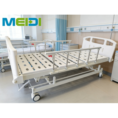 Hot Selling 3-Crank Care Bed with Perforated Surface, Central Locking Brake & 4 Small Guardrails