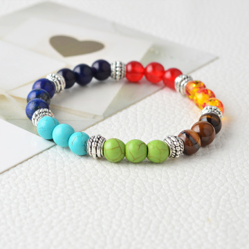 7 Chakras Beaded Bracelet strands Reiki Healing Balancing Round Beads for women and men