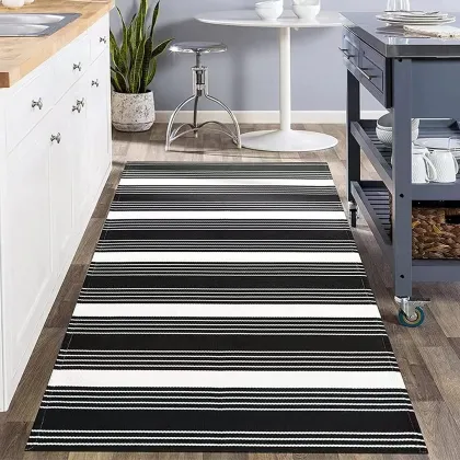 Decorative Anti-Slip Runner: Plaid Checkered Kitchen Rugs