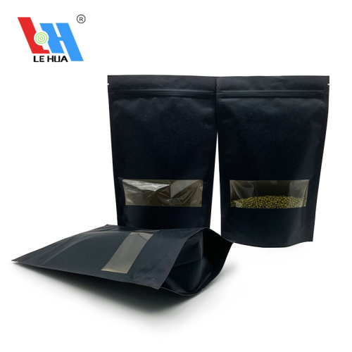 Clear Window Ziplock Bag black Kraft Paper Bag