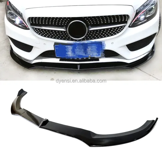 3Pcs Front Bumper Lip Splitter Diffuser ABS Front Lip Spoiler Decoration for Benz C-Class W205 2015-2018