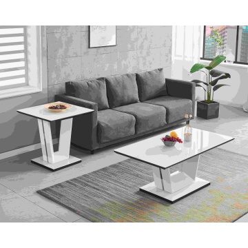 Conjunto moderno de mesa de centro retangular em MDF branco