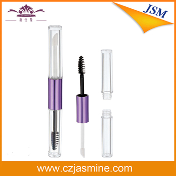 double-end plastic clear mascara tube with brush applicator