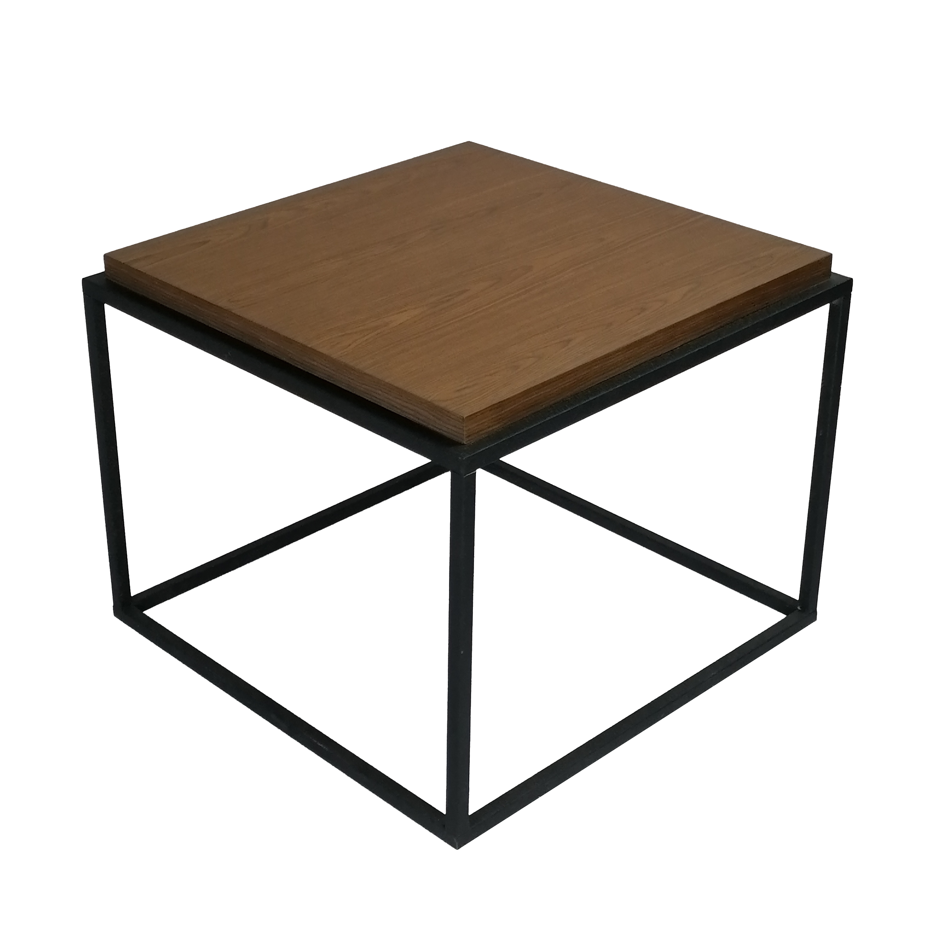 Modern Nordic Office Furniture MDF Wood Tabletop Square Minimalist End Table with Metal Base