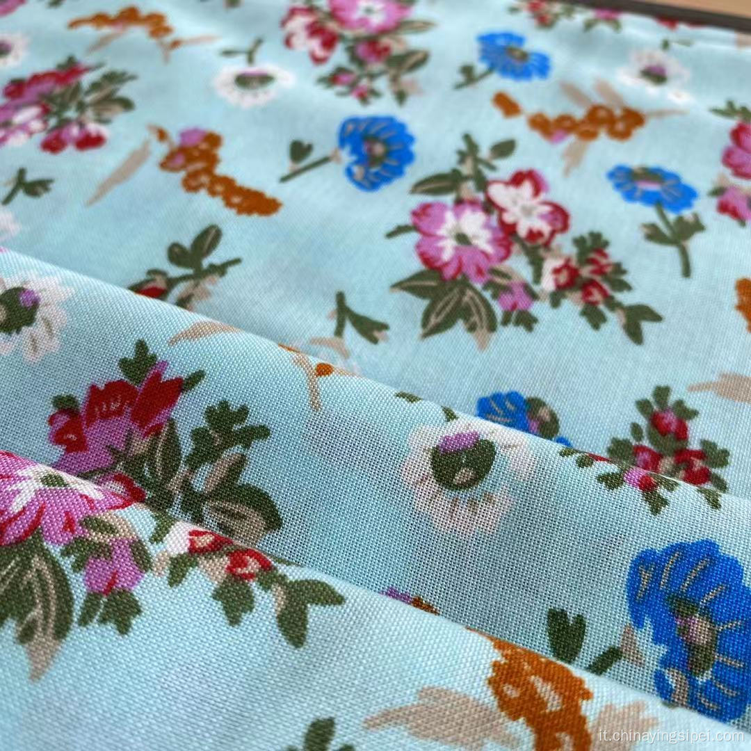 Elegante stampa di fiori originale 105GSM Tessuto di rayon 100%per vestito