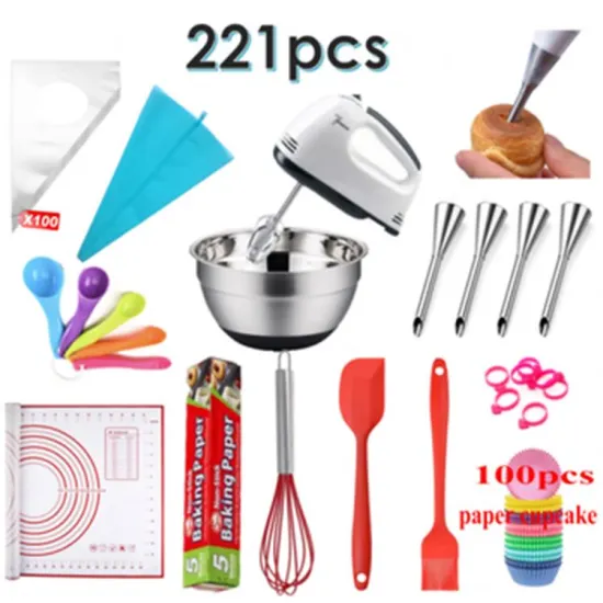 221pcs Cake Decorating Tool Set: Fondant Accessories and Turntable Kit