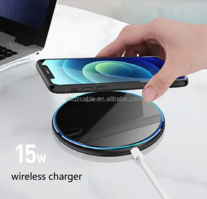 15W Mirror Mobile Phone Wireless Fast Charger for Apple Metal Acrylic