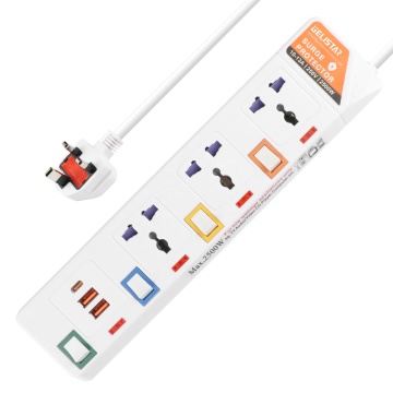 2 USB ve 1 Tip C, Bireysel Anahtarlar, Çocuk Güvenliği Koruması ile 3 Çete Uzatma Soketi