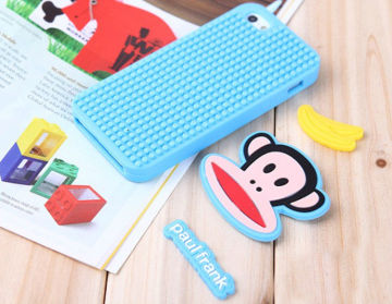 Cute Monkey Iphone 5s Protective Cases Silicone Pink / Sky Blue Color