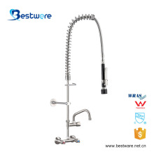 Commercial Triple Handle Pull Down Sprayer Kitchen Faucet