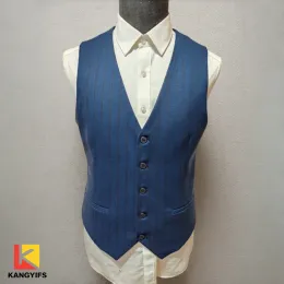 Elegant Blue Striped Blazer Vest for Formal Events