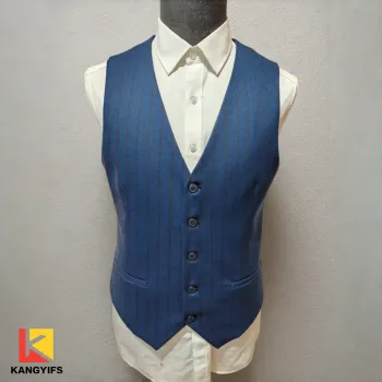 Elegant Blue Striped Blazer Vest for Formal Events