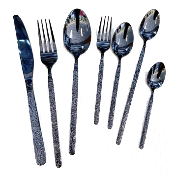 Black Shinning Spoon Cutlery Set for Restaurants and Hotels - Wholesale Dinner Spoon 201SS with Stone Pattern