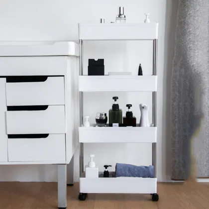 4Layer Gap Kitchen Storage Movable Crevice Shelf Assemble Plastic Floor-Type Home Storage Holders Racks Space Saving Organizer