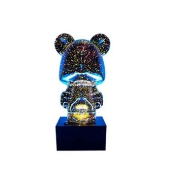 Lampada da scrivania intelligente RGB: fuochi d'artificio in vetro di fabbrica Dimmabile Orso Night Light