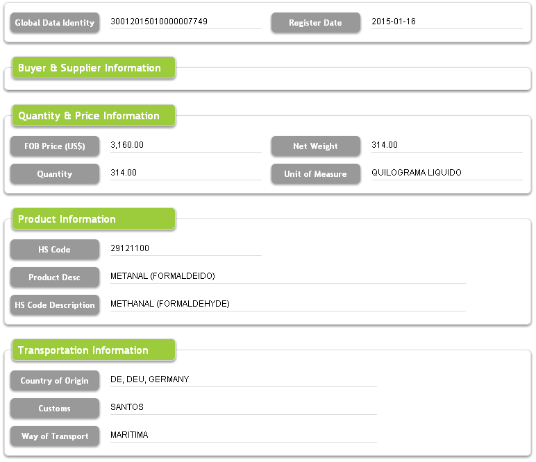 Brzail Shipper and Consignee Customs Declaration