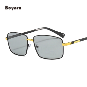 Boyarn 2022 Mens Vintage Square Sunglasses UV400 Photochromic Polarized Shades