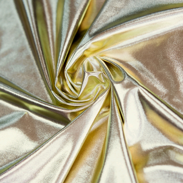 Prezzo a basso prezzo di alta qualità Polyester 5% 5% Spandex Elastane Metallic Gold Bronzing Follo Tessuto