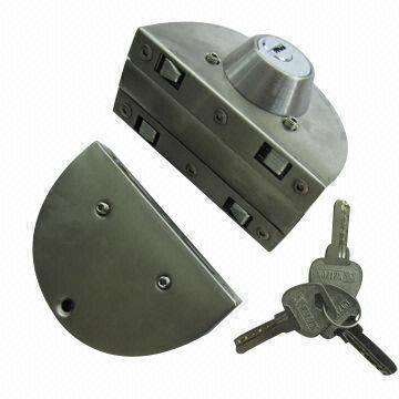 Stainless steel glass door lock, satin or mirror finish