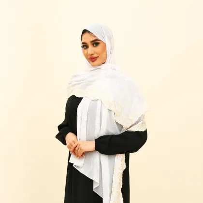 Premium Muslim Ethnic Lace Embroidery Hijab Scarf