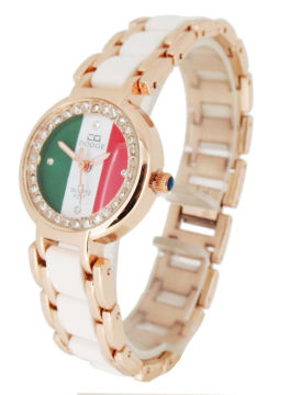 Adult Quartz Analog Watch Water Resistant Wristwatch With Flag Dial