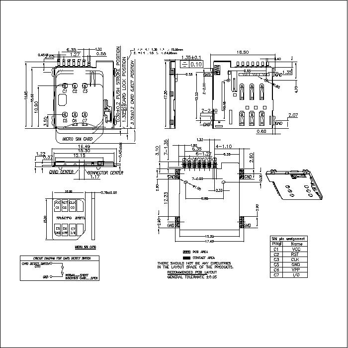 MICRO SD CARD series with boss 1.35mm height connector ATK-MSIM135BA005