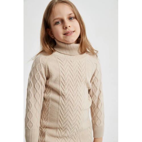 high end girl's long pure cashmere sweater dress