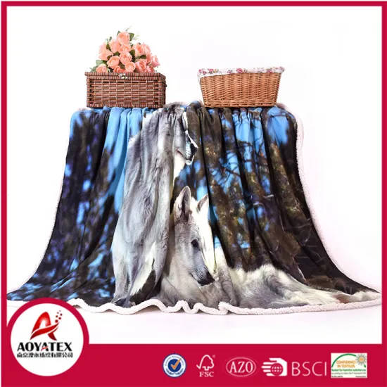 Polyester Home Decorations Printed Micromink Sherpa Blanket