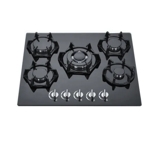 Tempered Glass Top Cast Iron 5 Burner Electric Ignition Gas Stove Cooker