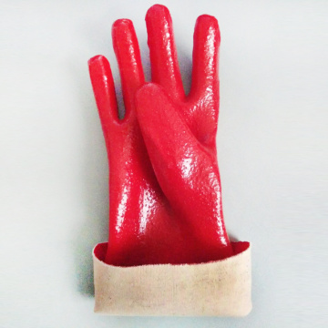 Red pvc rough finish dipped gloves 14 inches