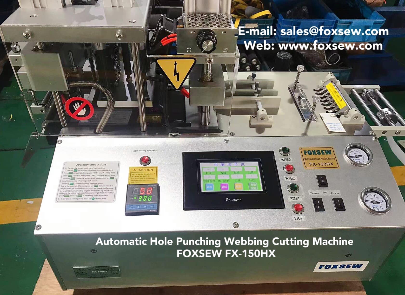 Automatic Hole Punching Webbing Cutting Machine FOXSEW FX-150HX -2
