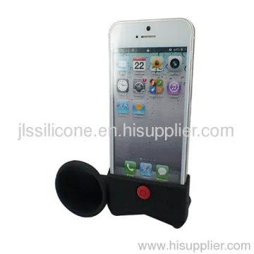 Black Silicone Horn Stand Amplifier Speaker For Iphone 5 